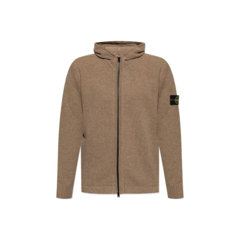 STONE ISLAND Logo Patch Hooded Cardigan-0
