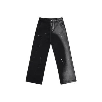PAULASARA Jeans Unisex Ink Splatter Black