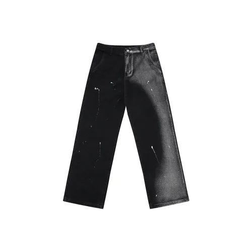 PAULASARA Jeans Unisex Ink Splatter Black