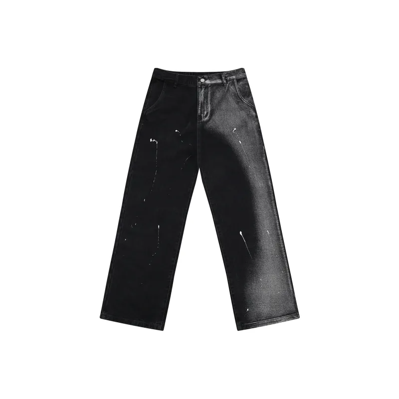 PAULASARA Jeans Unisex Ink Splatter Black-0
