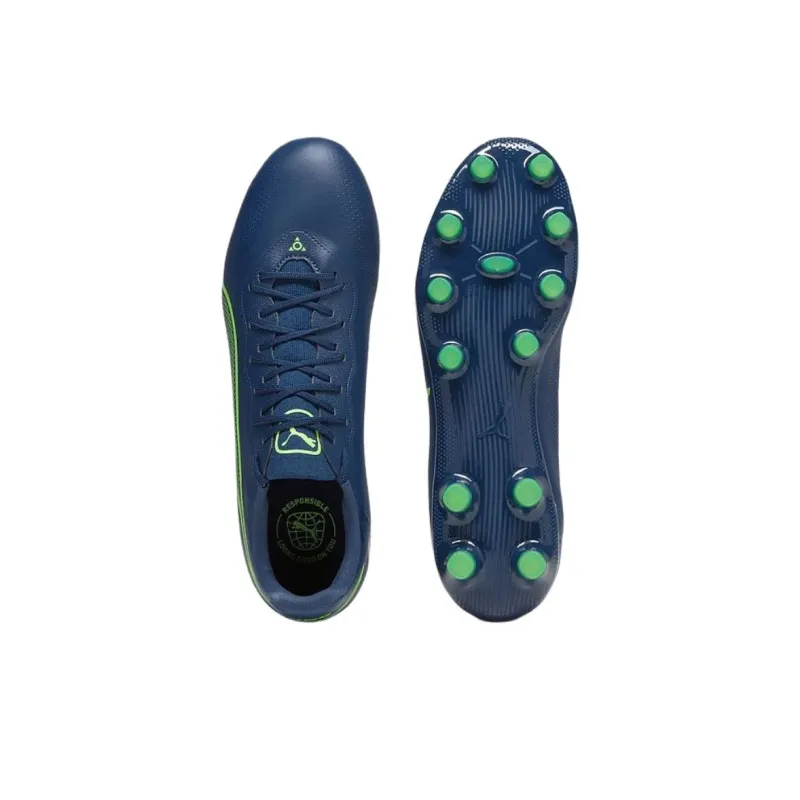 PUMA King Pro HG Rubber Short Studs Anti Slip Wear Resistant Soccer Shoes Men's Blue Green-3