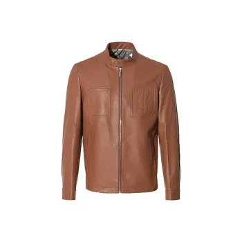 RARE Leather Jackets Men Orange Red