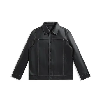 PEACEBIRD MEN PU Leather Jacket Men's