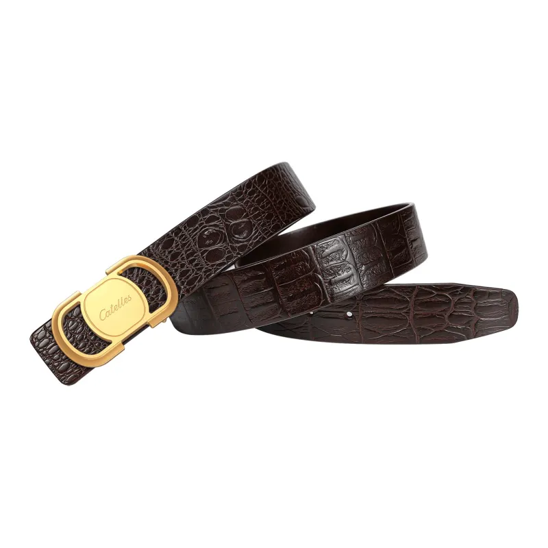CATELLES Crocodile effect Top Layer Cowhide Leather Belts Men's 3.5cm-9