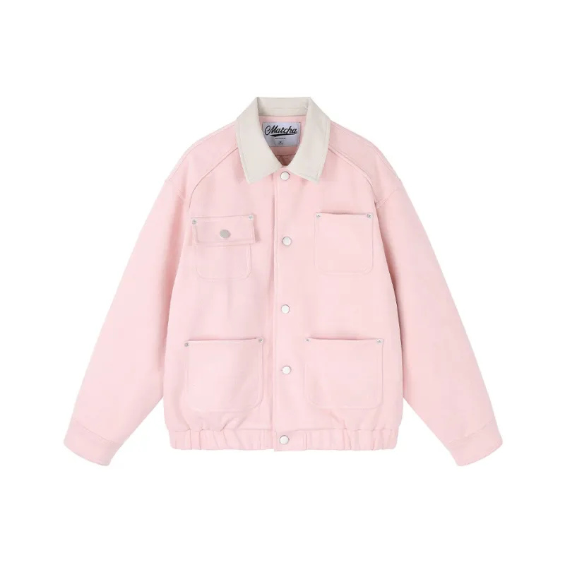 MATCHA STORY College Series Jackets Coats Unisex Brown-3