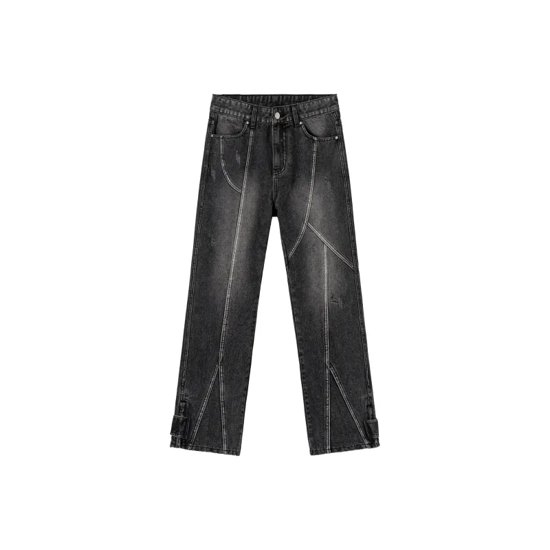 XINYINSU Holes And Zippers Design Unisex Jeans-7