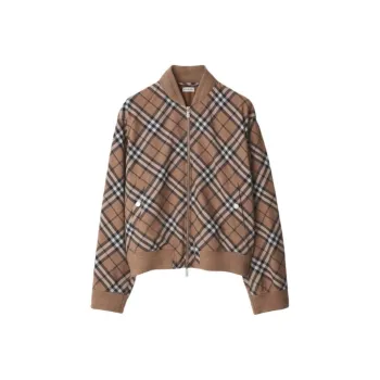 Burberry Checked Zip Up Harrington Jacket