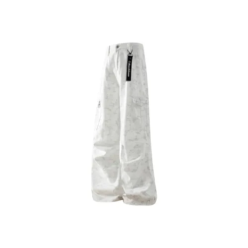 Jeans Cargo Kaki à Taille Dirty White