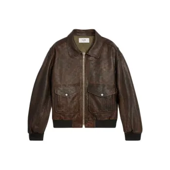 CELINE Aviator Blouson Jacket In Embossed Lambskin