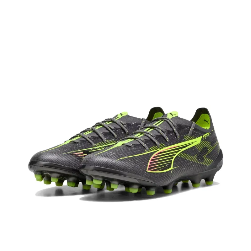 PUMA ULTRA 5 ULTIMATE AG Rubber Short Studs Anti Slip Wear Resistant Soccer Shoes Men's Silver Yellow-2