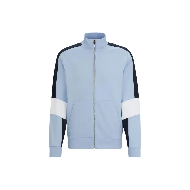 HUGO BOSS Cotton Blend Zip Up Sweatshirt With Colour Blocking Jackets Coats Men's Light Blue-0