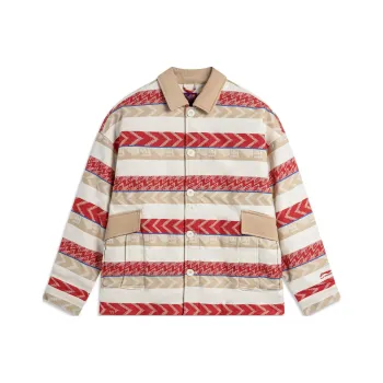 LiNing Sports Life Collection Daily Gold Collection Puffer Jacket Men's White Brown Red Jacquard