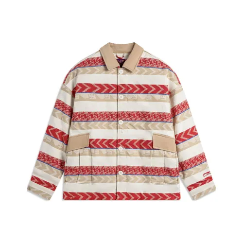 LiNing Sports Life Collection Daily Gold Collection Puffer Jacket Men's White Brown Red Jacquard
