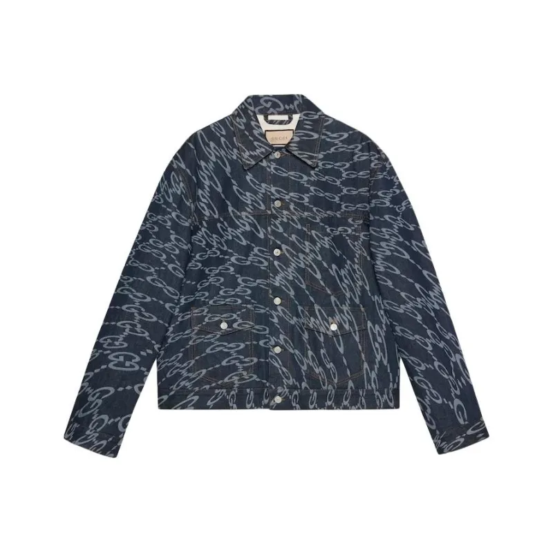 GUCCI Wavy GG print Denim Jacket-0