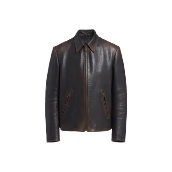 PRADA Leather Jackets Men Brown