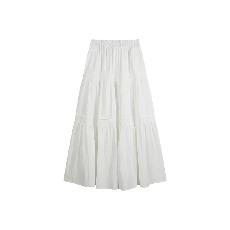 ERIRI Casual Long Skirt Women's White-1