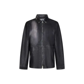 DIESEL Leather Jackets Men Black