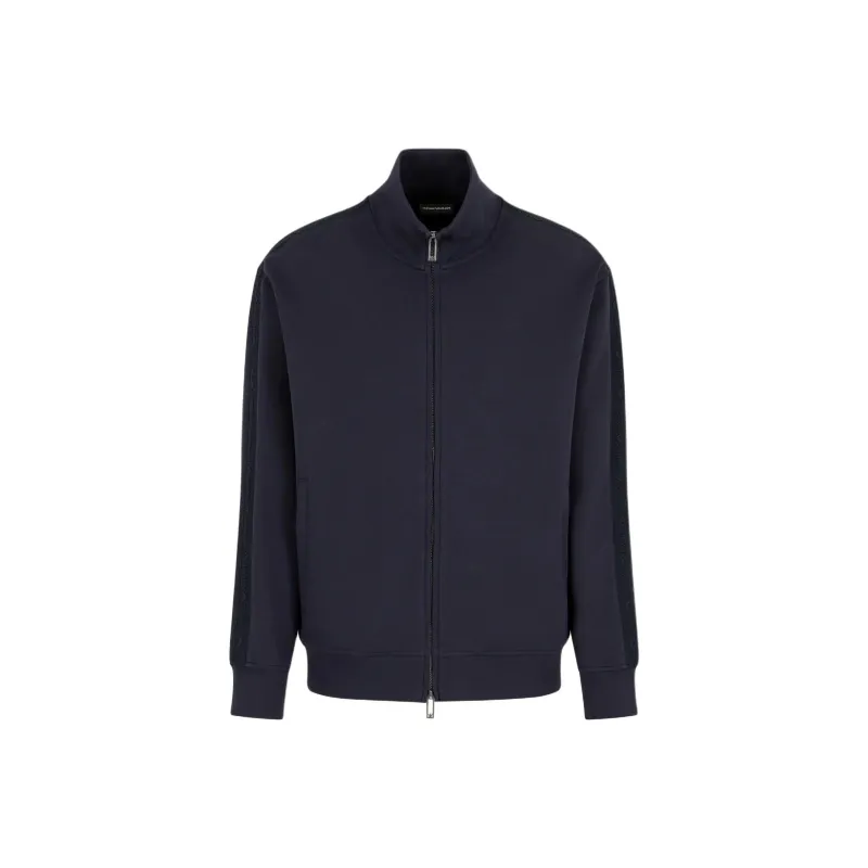 EMPORIO ARMANI Double jersey Full zip Sweatshirt With Embossed Logo Lettering Tape-0