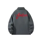 Gray Red Embroidery