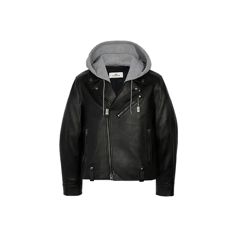 COACH Leather Jacket Men's Black-0