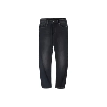 CAMEL Straight Fit Silver Fox Velvet Warm Denim Micro Stretch Cotton Like Breathable Jeans Men's