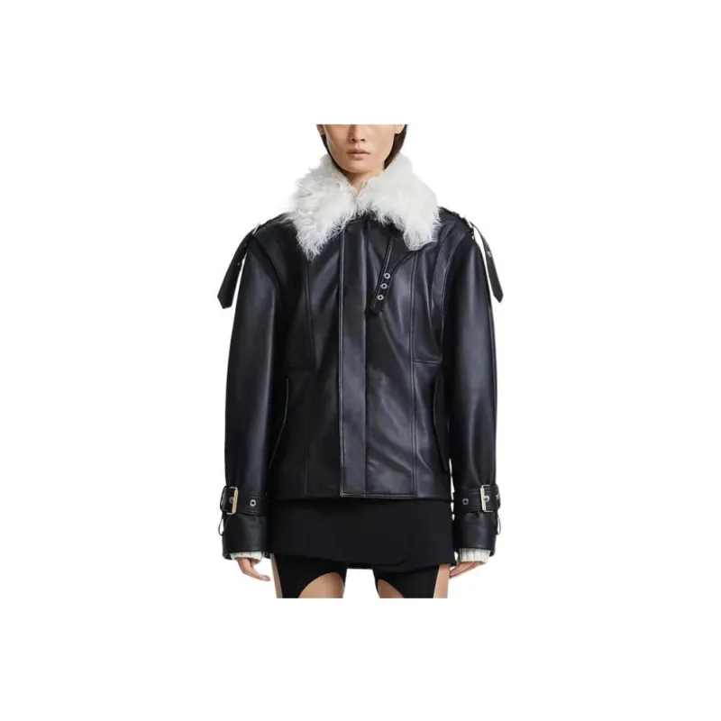 DION LEE Leather Jackets Unisex Black-0