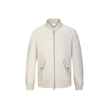 DAVID NAMAN Leather Jackets Men Ecru