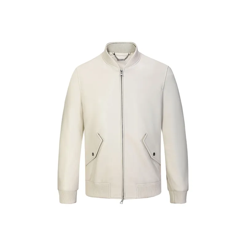 DAVID NAMAN Leather Jackets Men Ecru-0
