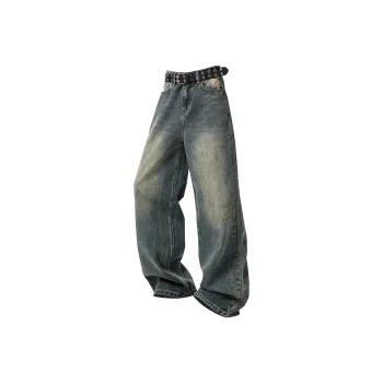 HOKLV Jeans Unisex Vintage Blue