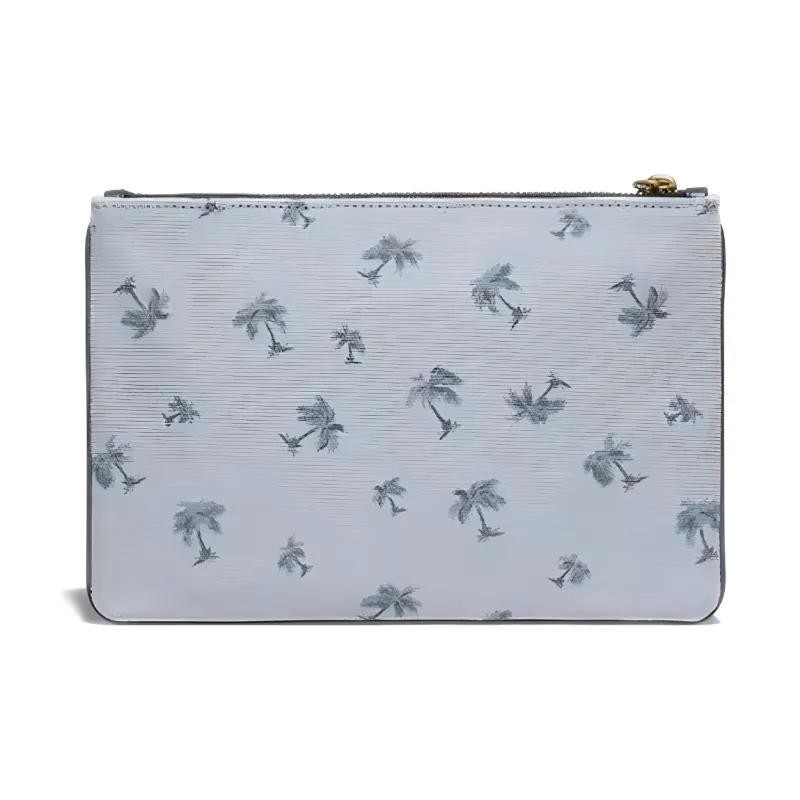 COACH Turnlock Canvas Clutch Medium Size Women's Gray-1