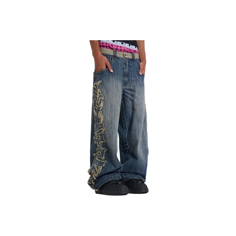 Jaded London Applique Neo Colossus Jeans Jeans Men's Blue-0