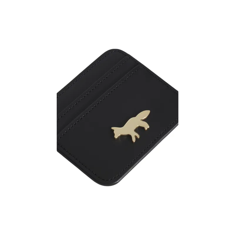 Maison Kitsune Cow Leather Card Holder Unisex Black-2