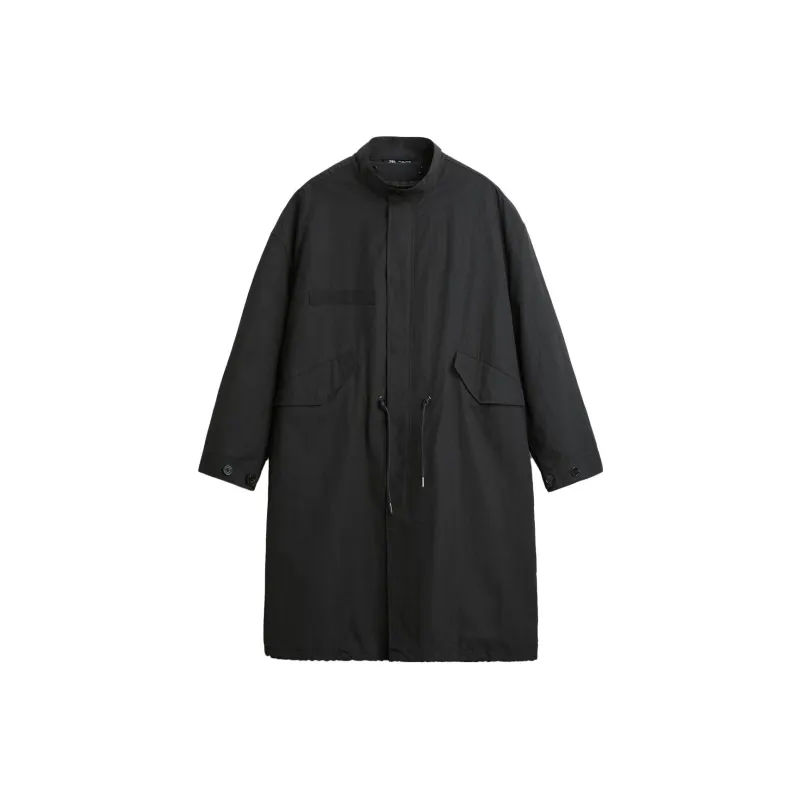 ZARA Trench Coats Men Black-0