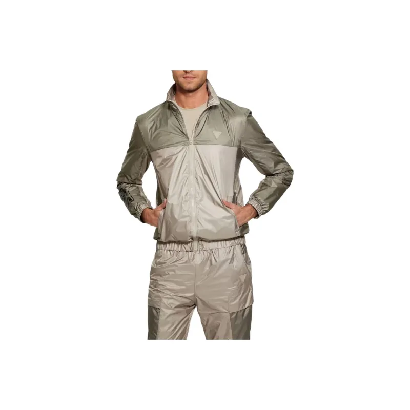 GUESS Wilfred Full-Zip Track Jacket Jackets Coats Men's Olive-0