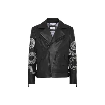 PHILIPP PLEIN Snake print Biker Jacket
