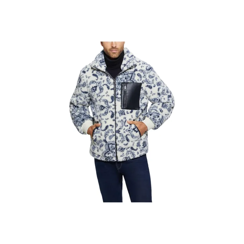 GUESS Jackets Coats Men's White Blue-0
