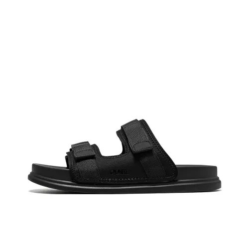 Qiandongmeili Stitching Odor Resistant Slide Slippers Men's Black