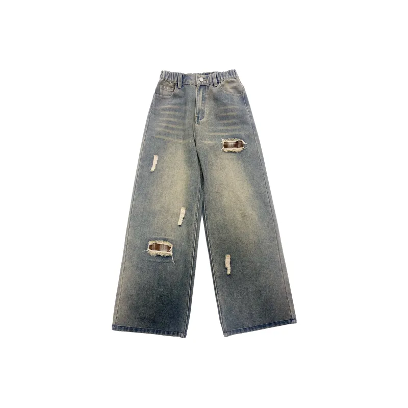 HOKLV Jeans Unisex Vintage Blue-0