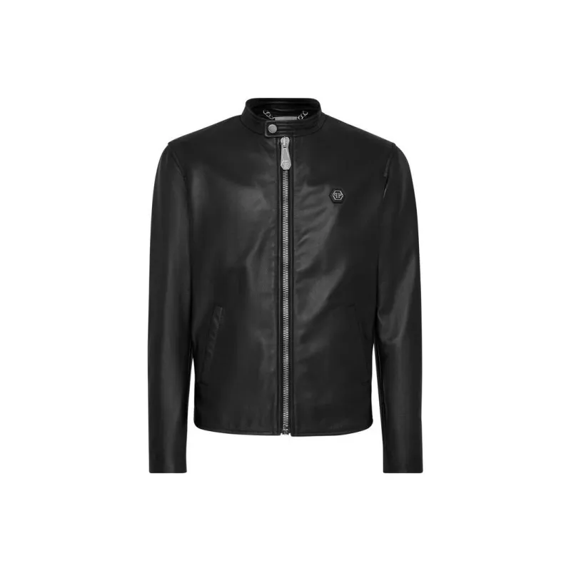 PHILIPP PLEIN Logo Zipped Biker Jacket-0