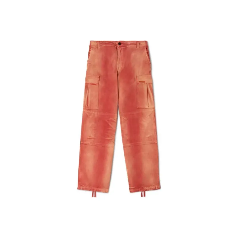 HERON PRESTON Distressed effect Cotton Cargo Trousers-0