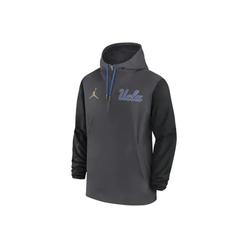 JORDAN Ucla Bruins Sideline Pre Game Player Men's JORDAN College 1/2 Zip Hooded Jacket