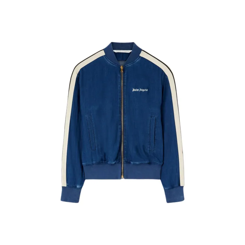 PALM ANGELS Chambre Logo Embroidered Denim Bomber Jacket-0