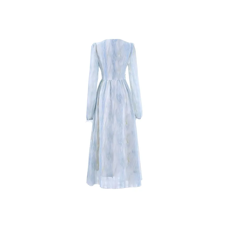 KKX Long Sleeved Dress Women's Aqua Blue-1