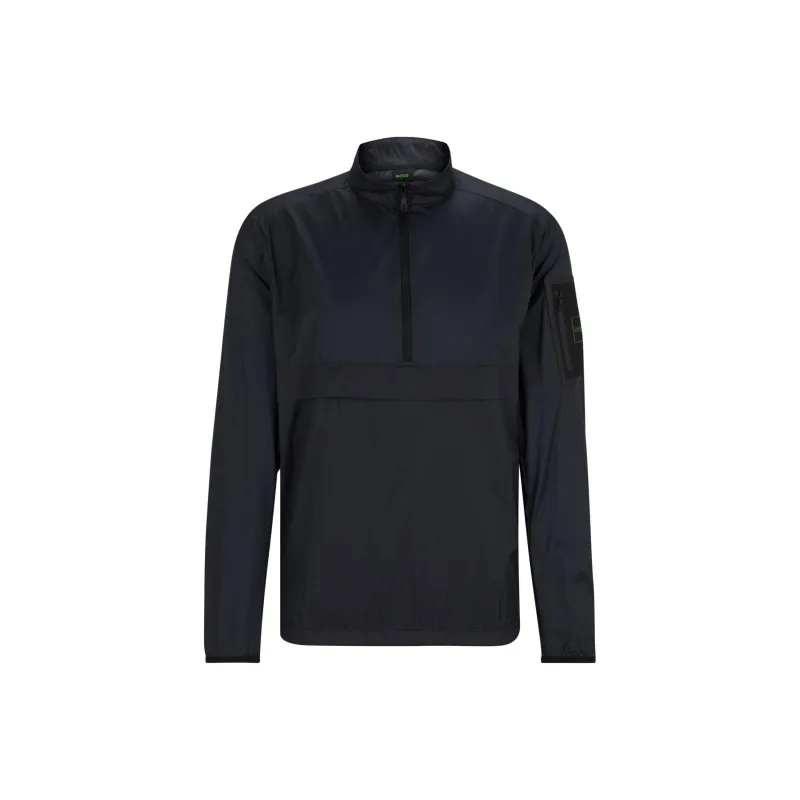HUGO BOSS Water Repellent Regular Fit Windbreaker In Ripstop Fabric Trench Coat Men's Dark Blue-0