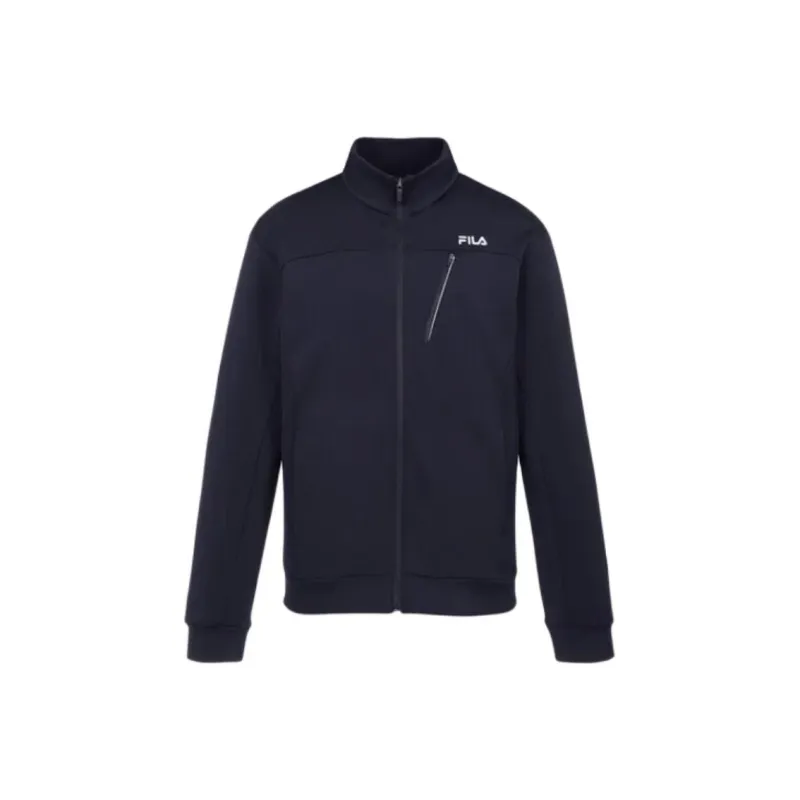 FILA Piqué Leather Training Jacket Jackets Coats Unisex Blue-0