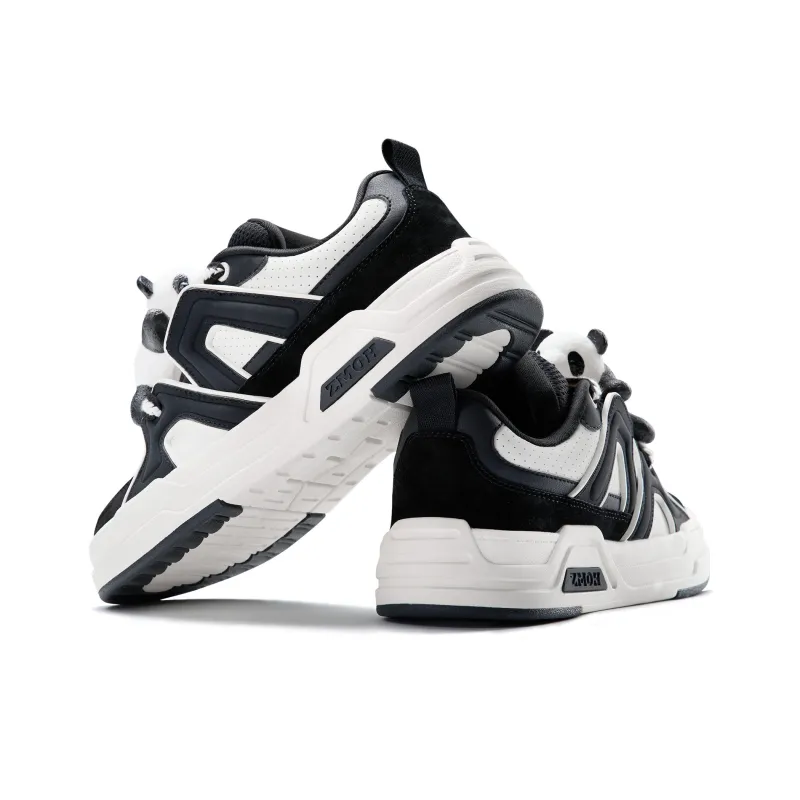 ZMOH Low Top Skateboard Shoes Unisex Black White-3