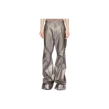 RICK OWENS/RO Lido Bolan Banana In Gun Metal Coated Stretch Denim Jeans Men's Metallic