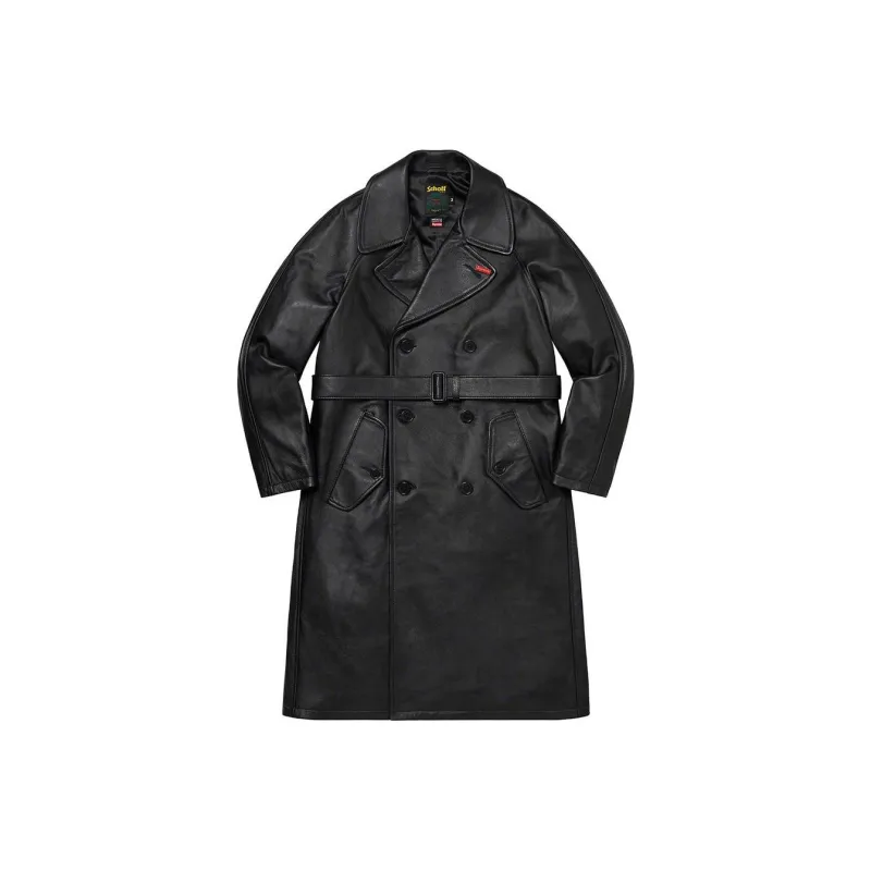 Supreme Schott Leather Trench Coat-0