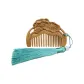 Green Sandalwood Lotus Scented Comb, Cyan Fringe