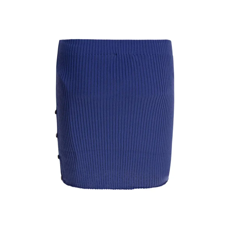 COURREGES Buttoned Light Rib Mini Skirt 'Sapphire'-1
